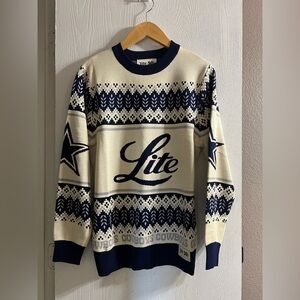 Miller Lite 50th Anniversary Holiday Sweater Festive Beer Logo Knit Men Sz S NWT